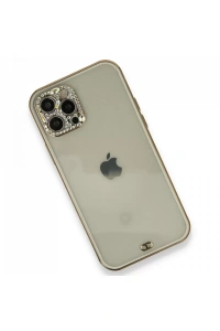 Apple iPhone 12 Pro Kılıf Liva Taşlı Silikon - Beyaz