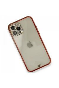 Apple iPhone 12 Pro Kılıf Liva Taşlı Silikon - Kırmızı
