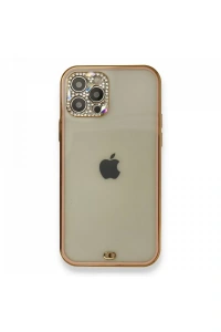 Apple iPhone 12 Pro Kılıf Liva Taşlı Silikon - Pembe