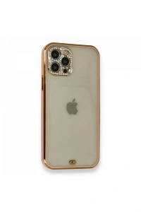 Apple iPhone 12 Pro Kılıf Liva Taşlı Silikon - Pembe