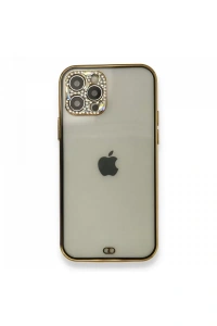 Apple iPhone 12 Pro Kılıf Liva Taşlı Silikon - Siyah