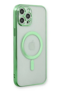 Apple iPhone 12 Pro Kılıf Magneticsafe Lazer Silikon - Haki Yeşil