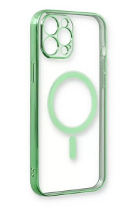 Apple iPhone 12 Pro Kılıf Magneticsafe Lazer Silikon - Haki Yeşil