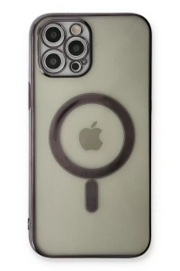 Apple iPhone 12 Pro Kılıf Magneticsafe Lazer Silikon - Siyah