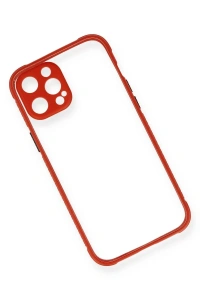 Apple iPhone 12 Pro Kılıf Miami Şeffaf Silikon - Kırmızı