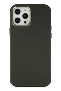 Apple iPhone 12 Pro Max Kılıf Asya Deri Silikon - Koyu Yeşil