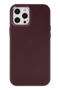 Apple iPhone 12 Pro Max Kılıf Asya Deri Silikon - Mürdüm