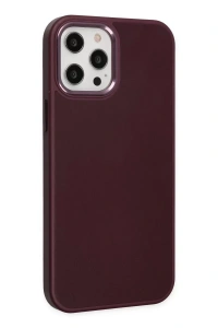 Apple iPhone 12 Pro Max Kılıf Asya Deri Silikon - Mürdüm