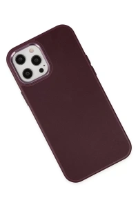 Apple iPhone 12 Pro Max Kılıf Asya Deri Silikon - Mürdüm