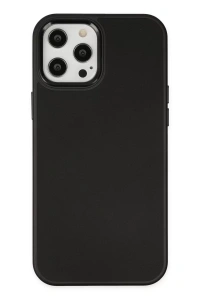 Apple iPhone 12 Pro Max Kılıf Asya Deri Silikon - Siyah