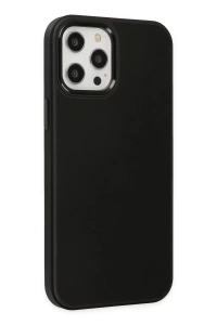 Apple iPhone 12 Pro Max Kılıf Asya Deri Silikon - Siyah
