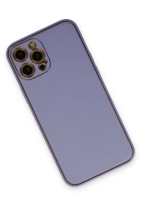 Apple iPhone 12 Pro Max Kılıf Coco Deri Silikon Kapak - Açık Lila