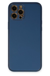 Apple iPhone 12 Pro Max Kılıf Coco Deri Silikon Kapak - Açık Mavi