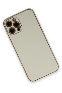 Apple iPhone 12 Pro Max Kılıf Coco Deri Silikon Kapak - Beyaz