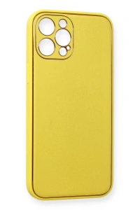 Apple iPhone 12 Pro Max Kılıf Coco Deri Silikon Kapak - Sarı