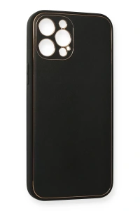 Apple iPhone 12 Pro Max Kılıf Coco Deri Silikon Kapak - Siyah