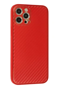 Apple iPhone 12 Pro Max Kılıf Coco Karbon Silikon - Kırmızı