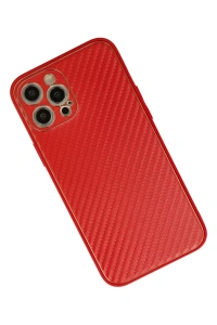 Apple iPhone 12 Pro Max Kılıf Coco Karbon Silikon - Kırmızı