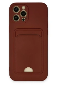 Apple iPhone 12 Pro Max Kılıf Kelvin Kartvizitli Silikon - Bordo