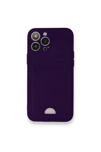 Apple iPhone 12 Pro Max Kılıf Kelvin Kartvizitli Silikon - Derin Mor