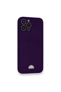 Apple iPhone 12 Pro Max Kılıf Kelvin Kartvizitli Silikon - Derin Mor