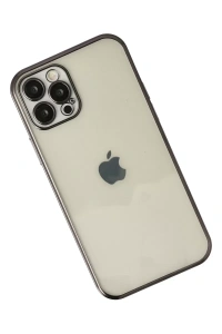 Apple iPhone 12 Pro Max Kılıf Lensli Silikon - Siyah