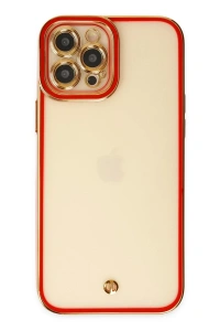 Apple iPhone 12 Pro Max Kılıf Liva Lens Silikon - Kırmızı