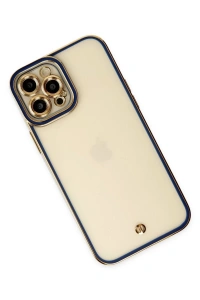 Apple iPhone 12 Pro Max Kılıf Liva Lens Silikon - Mavi