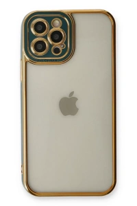 Apple iPhone 12 Pro Max Kılıf Liva Lens Silikon - Yeşil