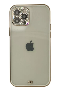 Apple iPhone 12 Pro Max Kılıf Liva Taşlı Silikon - Beyaz