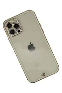 Apple iPhone 12 Pro Max Kılıf Liva Taşlı Silikon - Beyaz