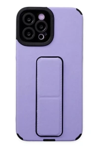 Apple iPhone 12 Pro Max Kılıf Mega Standlı Silikon - Lila