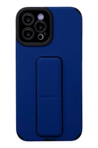 Apple iPhone 12 Pro Max Kılıf Mega Standlı Silikon - Mavi
