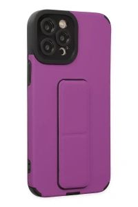 Apple iPhone 12 Pro Max Kılıf Mega Standlı Silikon - Mor