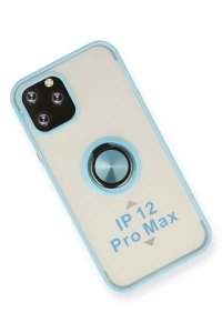 Apple iPhone 12 Pro Max Kılıf Montreal Yüzüklü Silikon Kapak - Buz Mavi
