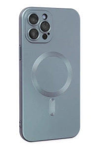 Apple iPhone 12 Pro Max Kılıf Moshi Lens Magneticsafe Silikon - Sierra Blue