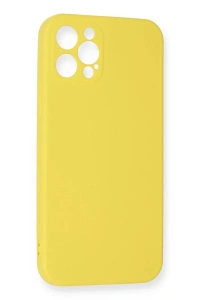 Apple iPhone 12 Pro Max Kılıf Nano içi Kadife Silikon - Sarı