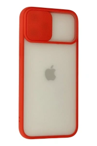 Apple iPhone 12 Pro Max Kılıf Palm Buzlu Kamera Sürgülü Silikon - Kırmızı