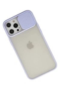 Apple iPhone 12 Pro Max Kılıf Palm Buzlu Kamera Sürgülü Silikon - Lila