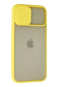 Apple iPhone 12 Pro Max Kılıf Palm Buzlu Kamera Sürgülü Silikon - Sarı