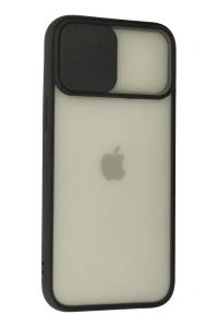 Apple iPhone 12 Pro Max Kılıf Palm Buzlu Kamera Sürgülü Silikon - Siyah