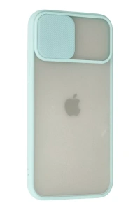Apple iPhone 12 Pro Max Kılıf Palm Buzlu Kamera Sürgülü Silikon - Turkuaz