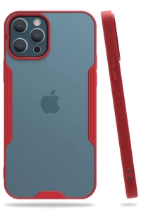 Apple iPhone 12 Pro Max Kılıf Platin Silikon - Kırmızı