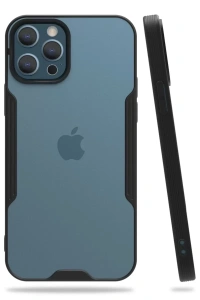 Apple iPhone 12 Pro Max Kılıf Platin Silikon - Siyah