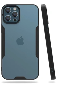 Apple iPhone 12 Pro Max Kılıf Platin Silikon - Siyah
