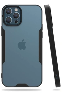 Apple iPhone 12 Pro Max Kılıf Platin Silikon - Siyah