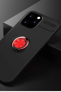 Apple iPhone 12 Pro Max Kılıf Range Yüzüklü Silikon - Siyah-Kırmızı