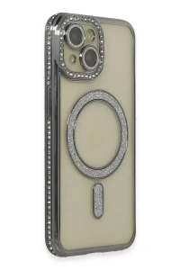 Apple iPhone 13 Kılıf Joke Simli Magneticsafe Kılıf - Gri