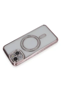 Apple iPhone 13 Kılıf Joke Simli Magneticsafe Kılıf - Pembe