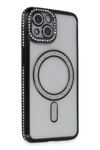 Apple iPhone 13 Kılıf Joke Simli Magneticsafe Kılıf - Siyah